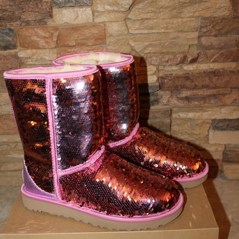 UGG SEQUIN SPARKLE Classic‎ Boots NEW! PINK